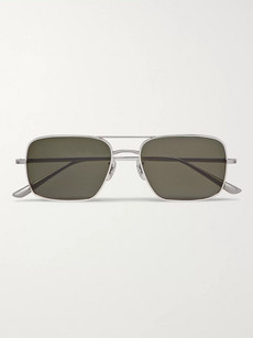 The Row Oliver Peoples Victory La Aviator-style Silver-tone Titanium Polarised Sunglasses