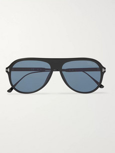 Tom Ford Nicholai Aviator-style Acetate Polarised Sunglasses In Black
