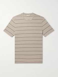 Club Monaco Striped Linen T-shirt In Neutrals