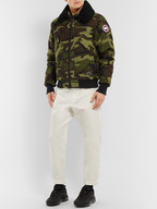 Canada Goose Bromley Shearling-Trimmed Camouflage-Print Shell Down Bomber Jacket