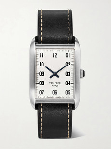 TOM FORD 001 STAINLESS STEEL AND LEATHER WATCH