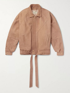 Fear Of God Belted Panelled Nubuck Jacket In Brown