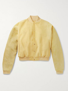 Fear Of God Appliquéd Suede-panelled Faux Suede Bomber Jacket In Yellow