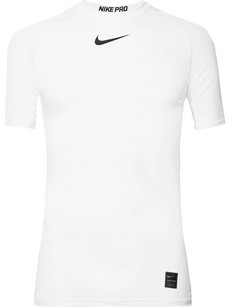 Nike Pro Mesh-panelled Dri-fit Compression T-shirt In White