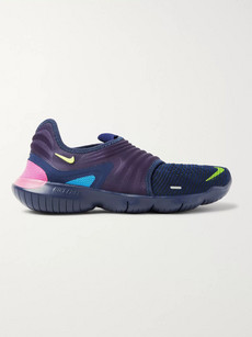 Nike Free Rn 3.0 Flynit And Neoprene Slip-on Sneakers In Blue