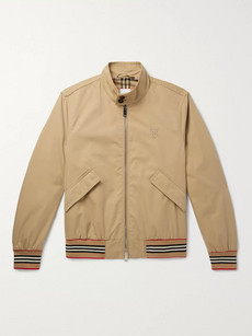 BURBERRY LOGO-EMBROIDERED COTTON-TWILL BOMBER JACKET