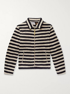 Loewe Paula's Ibiza Appliquéd Striped Cotton-terry Zip-up Sweatshirt In Neutrals