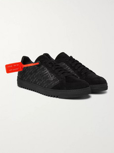 Off-white Logo-print Suede-trimmed Nubuck Sneakers In Black