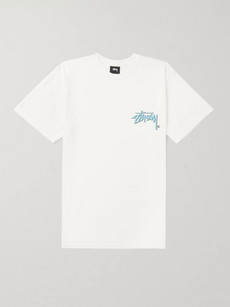Stussy Logo-print Cotton-jersey T-shirt In White