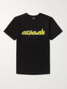 Stussy Logo-print Cotton-jersey T-shirt In Black