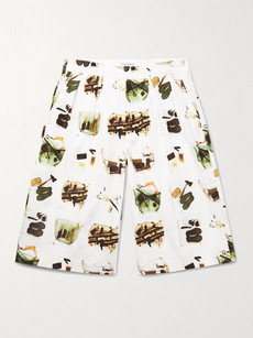 Flagstuff Wide-leg Printed Cotton Shorts In White