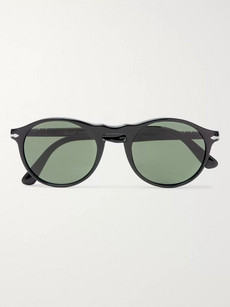 PERSOL ROUND-FRAME ACETATE AND SILVER-TONE SUNGLASSES - BLACK - ONE SIZ