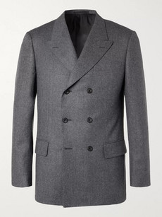 Kingsman Rocketman Grey Double-breasted Wool-flannel Suit Jacket In Grey