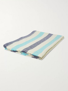 Frescobol Carioca Striped Linen Towel In Blue