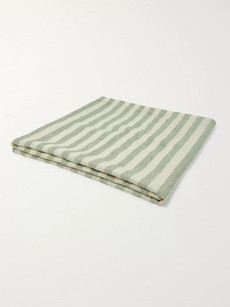 Frescobol Carioca Striped Linen Towel In Green