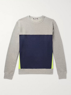 Aloye Colour-block Loopback Cotton-jersey Sweatshirt In Gray