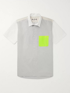 Aloye Colour-block Cotton-poplin Shirt In Gray