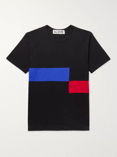 Aloye Colour-block Cotton-jersey T-shirt In Black