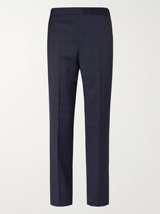 Gabriela Hearst Navy Martin Slim-fit Checked Wool Trousers In Blue