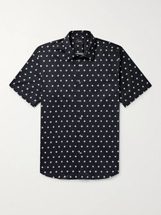 Theory Menlo Slim Fit Short Sleeve Polka Dot Button-up Shirt In Blue