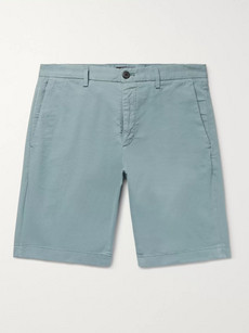 Theory Zaine Slim-fit Garment-dyed Stretch-cotton Twill Shorts In Aloe
