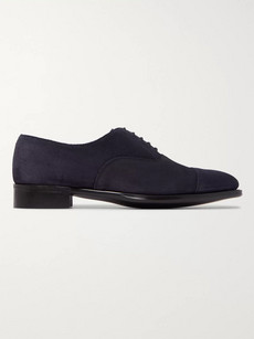 Kingsman George Cleverley Suede Oxford Shoes In Blue