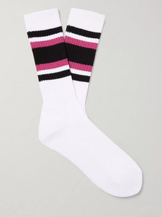 Wacko Maria Striped Cotton-blend Socks In White