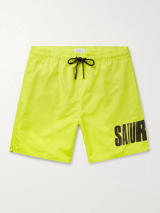 Saturdays Surf Nyc Wide-leg Long-length Logo-print Swim Shorts In Yellow