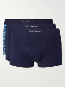 Paul Smith Three-pack Stretch-cotton Boxer Briefs In Blue