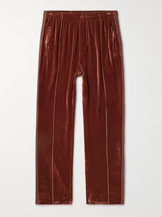 OUR LEGACY WEBBING-TRIMMED VELVET SWEATtrousers