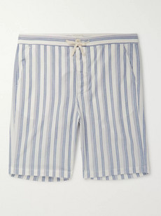Oliver Spencer Loungewear Striped Organic Cotton Pyjama Shorts In Blue