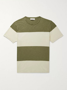 Ymc You Must Create Striped Slub Cotton-jersey T-shirt In Green