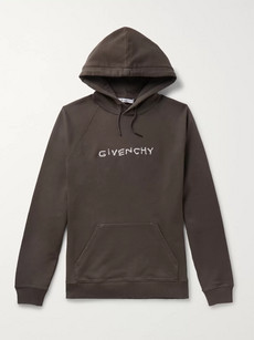 GIVENCHY LOGO-EMBOIDERED LOOPBACK COTTON-JERSEY HOODIE