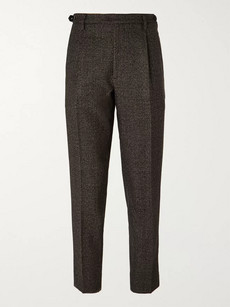 Barena Venezia Brown Tapered Cropped Puppytooth Wool Suit Trousers