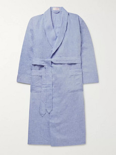 Emma Willis Slub Linen Robe In Blue