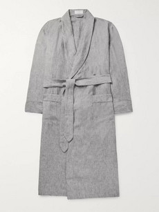 Emma Willis Slub Linen Dressing Gown In Grey