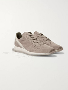 RICK OWENS NEW VINTAGE RUNNER LEATHER-TRIMMED SUEDE SNEAKERS