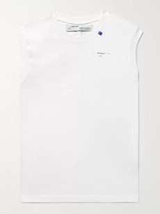 Off-white Logo-print Cotton-jersey Tank Top In White