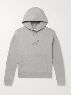 Off-white Logo-print Mélange Loopback Cotton-jersey Hoodie In Gray