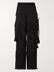 OFF-WHITE WIDE-LEG LOGO-DETAILED RIPSTOP CARGO TROUSERS