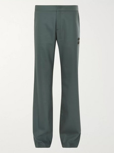 Off-white Grey-green Virgin Wool-blend Suit Trousers