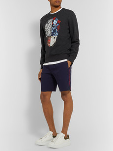 Alexander Mcqueen Piped Crepe Shorts In Blue