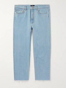 Apc Alan Cropped Distressed Denim Jeans In Blue