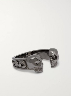 Alexander Mcqueen Skull Gunmetal-tone Ring In Black