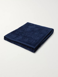 Alexander Mcqueen Cotton-jacquard Beach Towel In Blue