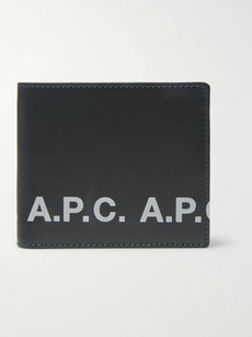 Apc Logo-print Leather Billfold Wallet In Black