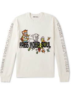 MCQ BY ALEXANDER MCQUEEN PRINTED STRETCH-COTTON BLEND SWEATER
