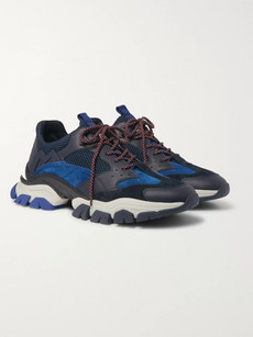 MONCLER TERRENCE SUEDE, LEATHER AND MESH SNEAKERS