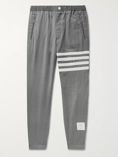 Thom Browne Grey Slim-fit Striped Wool Trousers In Gray
