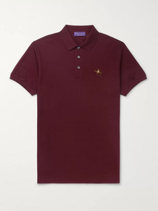 Ralph Lauren Slim-fit Logo-embroidered Cotton-piqué Polo Shirt In Burgundy